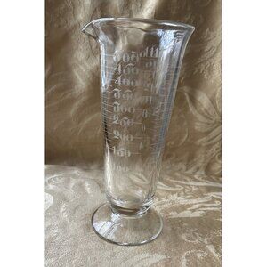 Vintage ETCHED GLASS FOOTED 16 oz 500 cc graduated chemistry BEAKER APOTHECARY